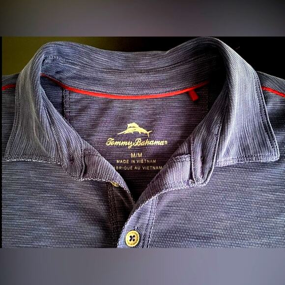 TOMMY BAHAMA Blue w/Red Stitch Accent Knit Polo Mens sz M - Picture 6 of 10